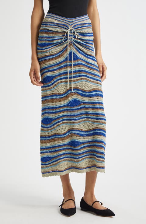 Mixed Waves Striped Maxi Skirt