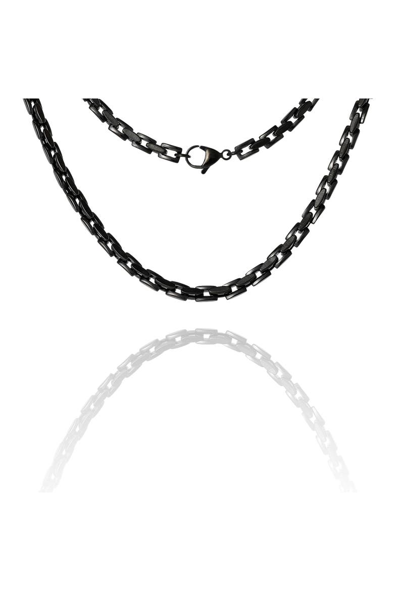 Men's Black Stainless Link 22'' Chain Necklace, Polished Ion-Plated Finish, Alternate, color, Black