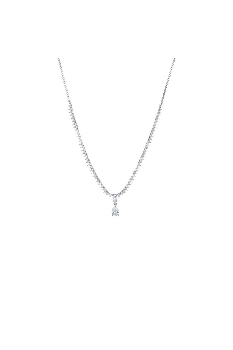 Pear Drop Half Tennis Chain Necklace, Main, color, Silver