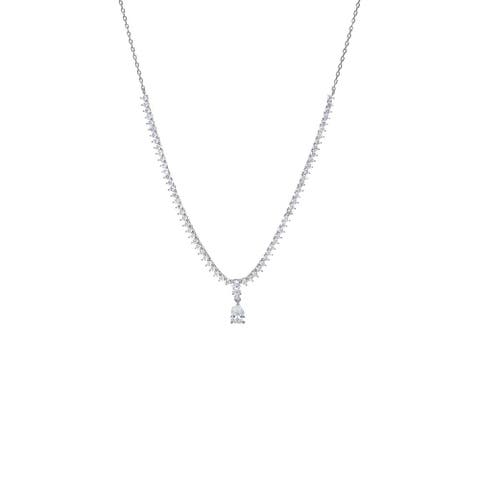 Pear Drop Half Tennis Chain Necklace