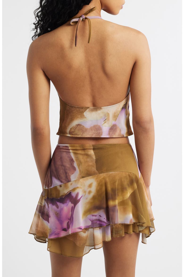 Gustito Print Halter Crop Top, Alternate, color, CANELA