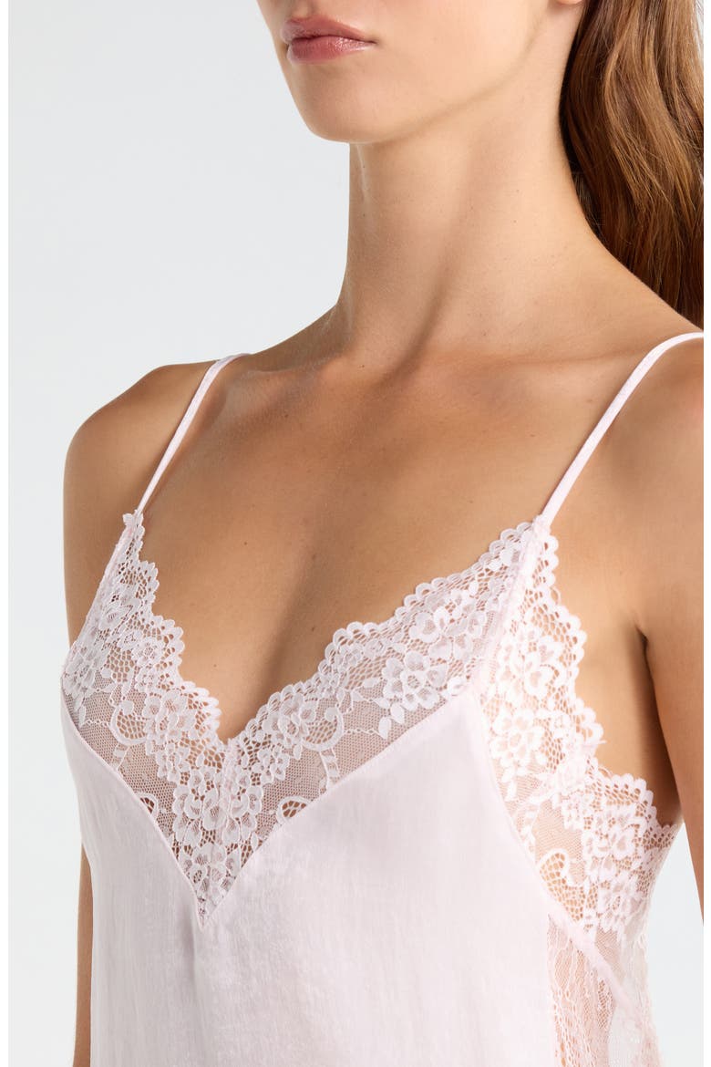 Maxine Lace Trim Satin Chemise, Alternate, color, ROSE