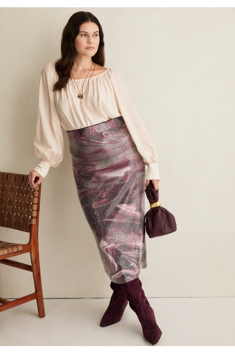 Boat Neck Balloon-Sleeve Blouse, Alternate, color, WARM CREAM