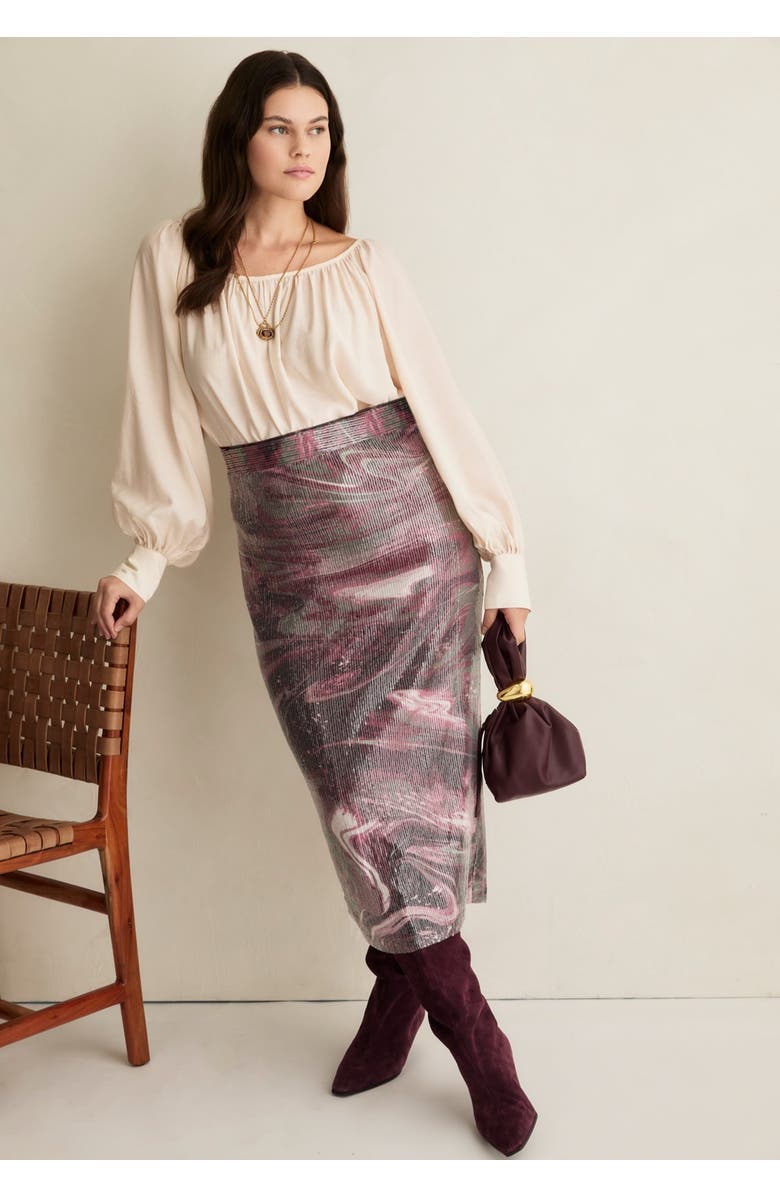 June + Vie Boat Neck Balloon-Sleeve Blouse, Alternate, color, Warm Cream