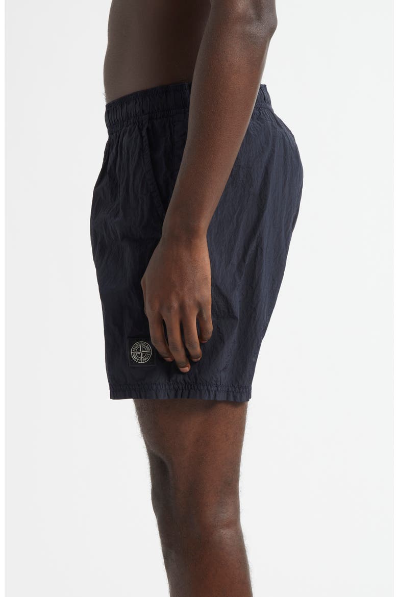 Compass Logo Patch Swim Trunks, Alternate, color, NAVY BLUE