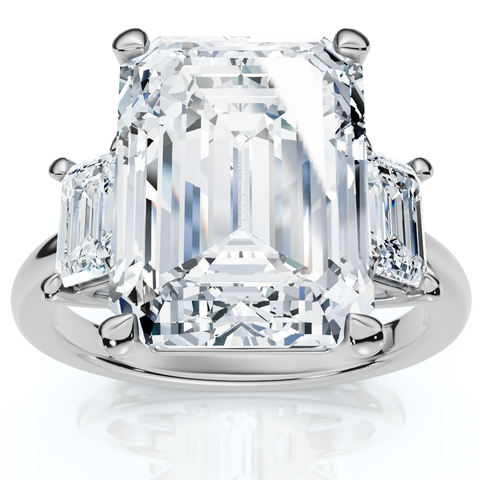 Certified 6 3/4Ct Rachel Emerald Cut Diamond Engagement Ring 14k Gold