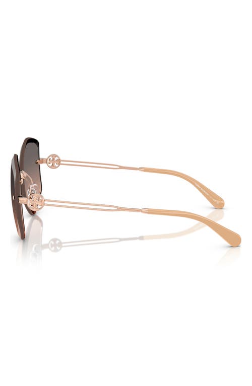 Tory Burch 58mm Gradient Irregular Sunglasses In Rose Gold