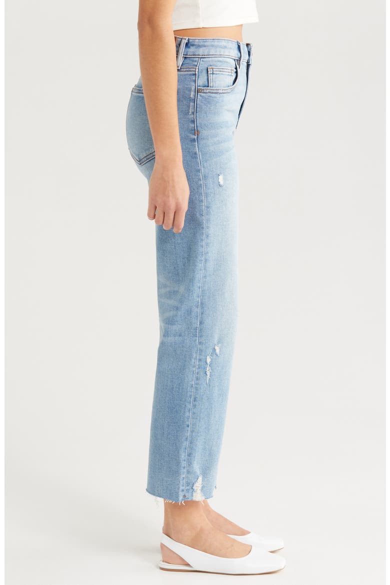 High Waist Raw Hem Ankle Straight Leg Jeans, Alternate, color, LIGHT WASH