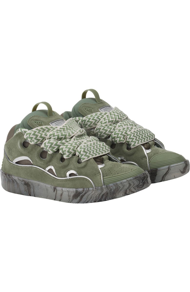 Lanvin Leather Curb Sneakers With Marbled Sole, Alternate, color,