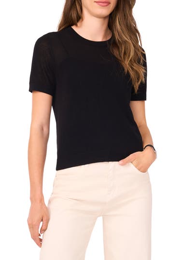 Halogen ® Short Sleeve Sweater In Black