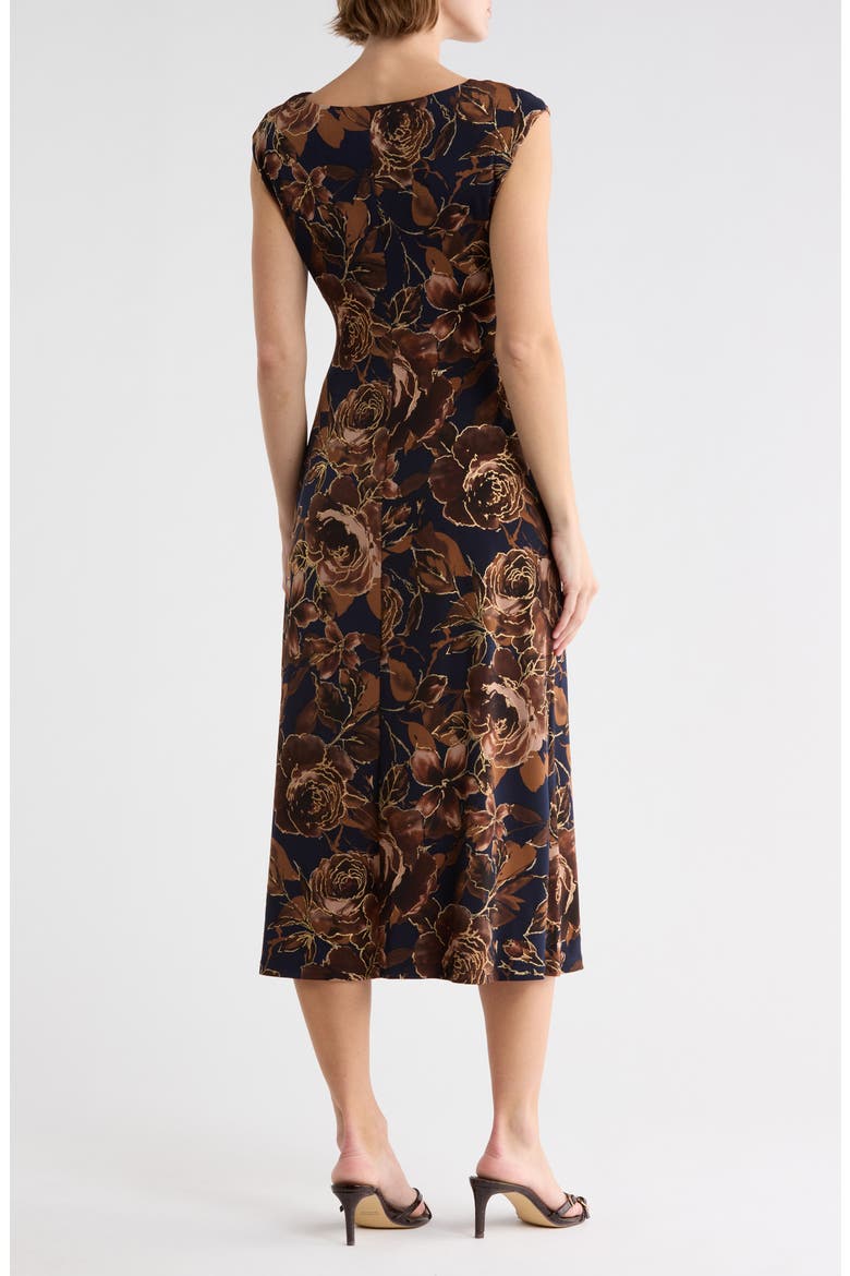 Cowl Neck Midi Dress, Alternate, color, MIDNIGHT/ BLACK