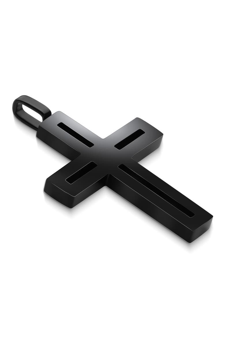 Men's Cut-Out Cross Necklace, Alternate, color, BLACK