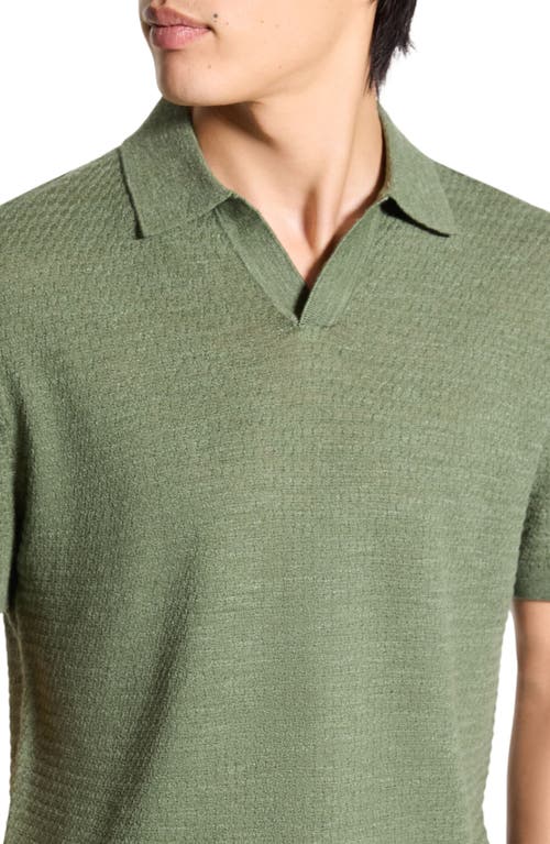 Theory Brenan Linen Blend Polo In Green
