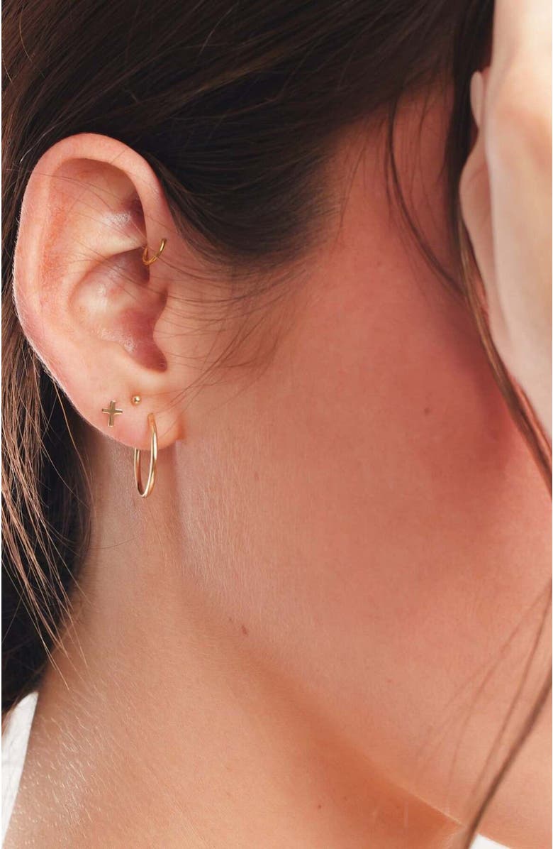 MADE BY MARY 14k Cross Stud Earring, Alternate, color, 14K Solid Gold - Pair