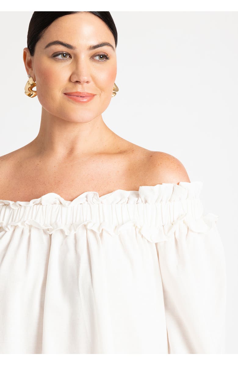 ELOQUII Ruffle Neckline Mini Dress, Alternate, color, 