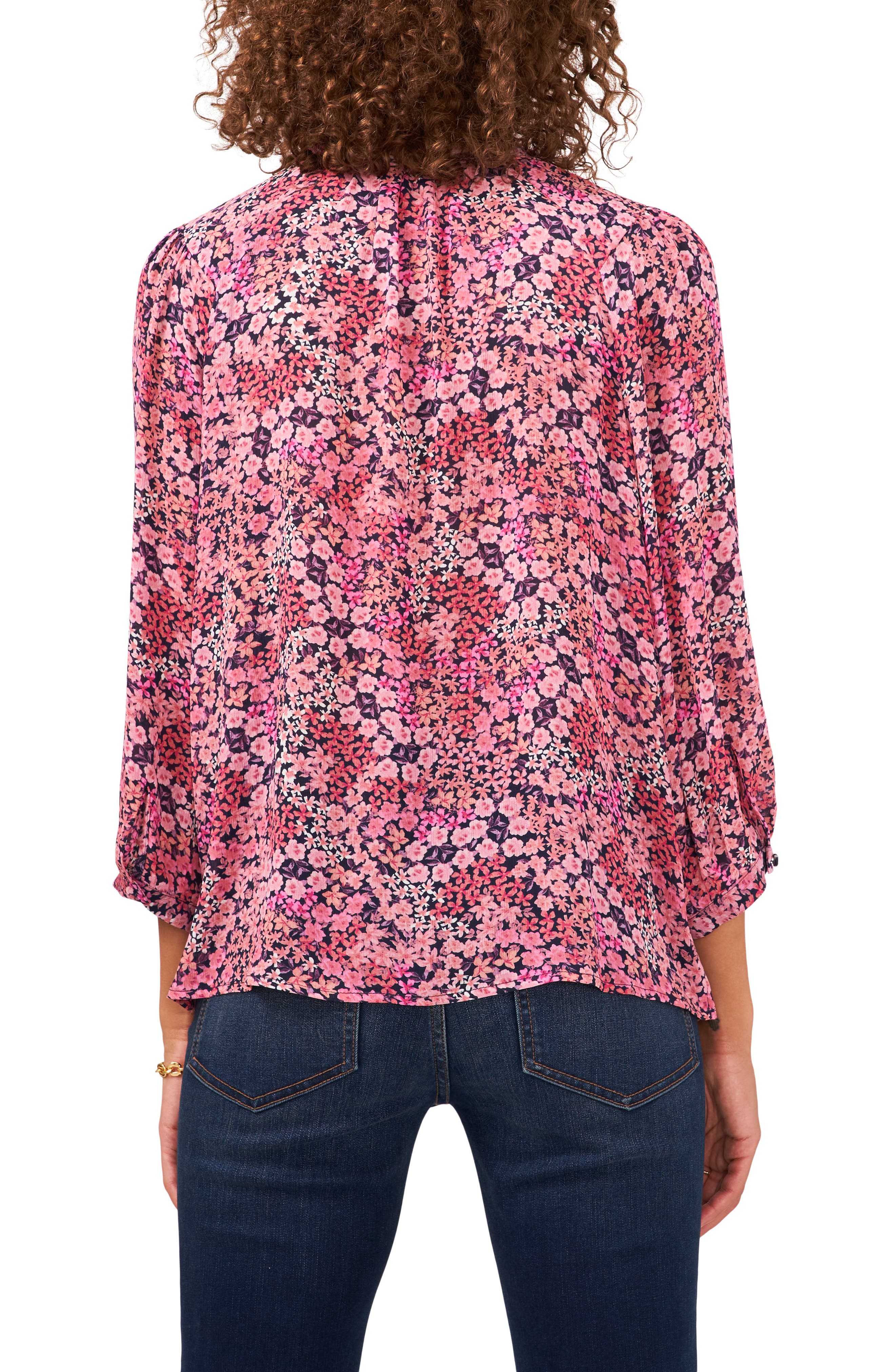 Floral Print Puff Shoulder Top - image 2