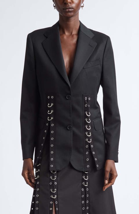 Grommet Ring Hem Slice Jacket