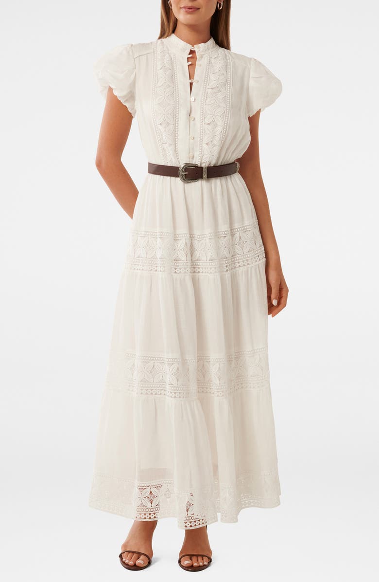 Ever New Amy Floral Lace Inset Belted Maxi Dress, Main, color, 