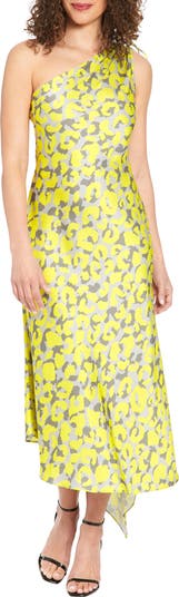 Ruched Asymmetric One-Shoulder Maxi Dress
