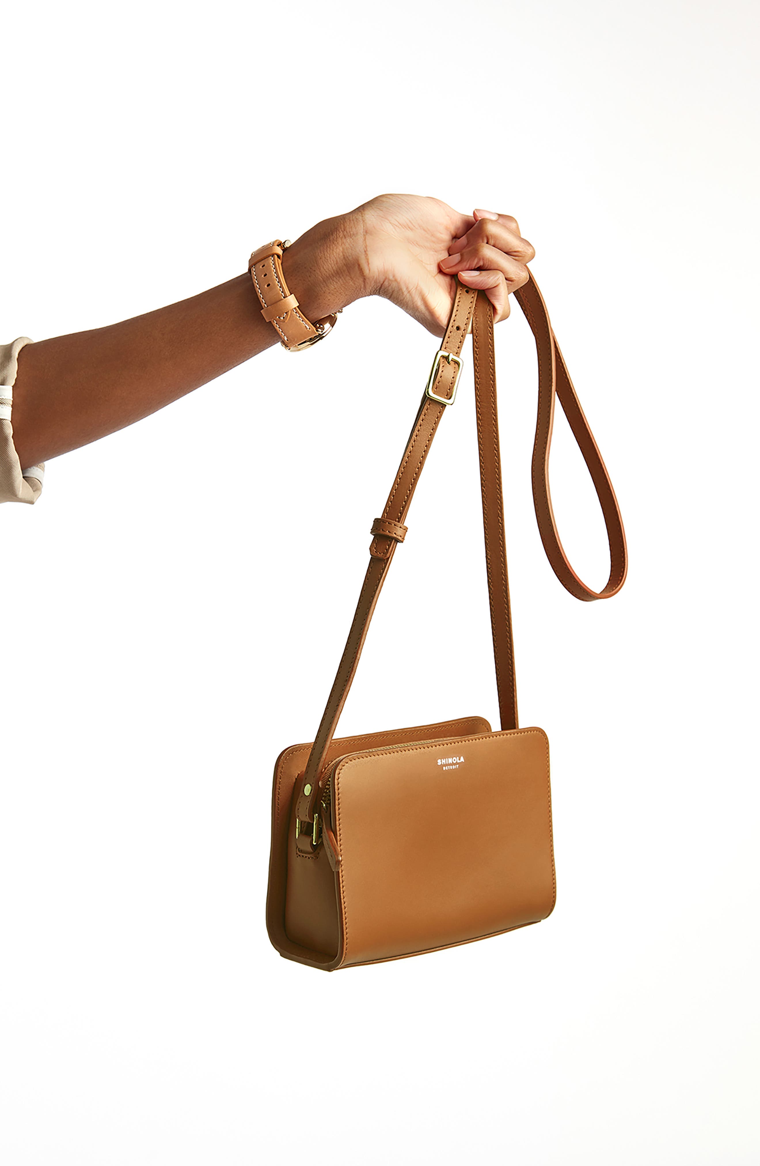 Mini Leather Crossbody Bag, Alternate, color, COGNAC