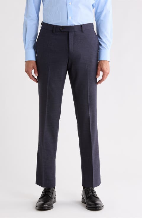 Flat Front Wool Blend Dress Pants