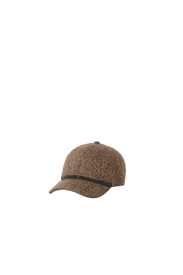 Virgin wool donegal baseball cap with shiny band, Alternate, color, Light Brown