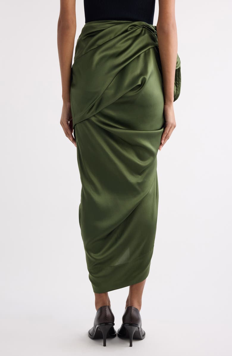 Dries Van Noten Solla Draped Silk Stretch Satin Skirt, Alternate, color, Khaki