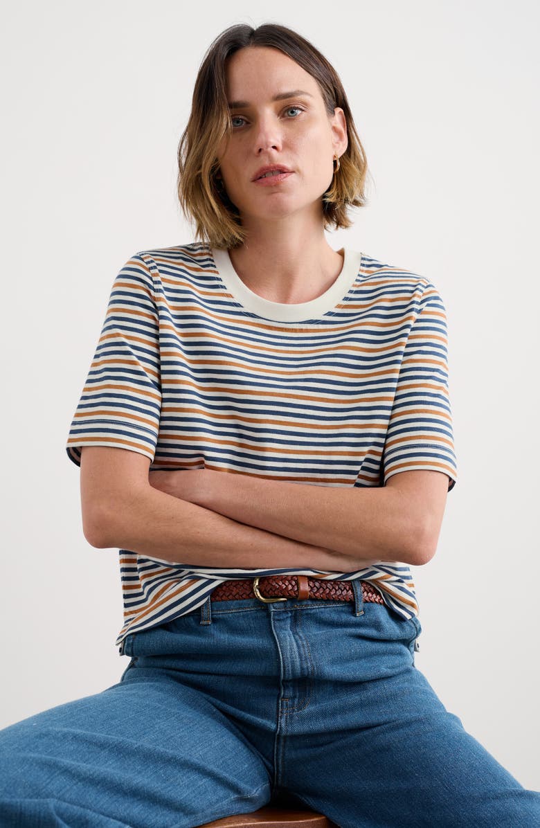 Seasalt Cornwall Copseland Stripe Organic Cotton T-Shirt, Alternate, color, Pellitras Basket Chalk