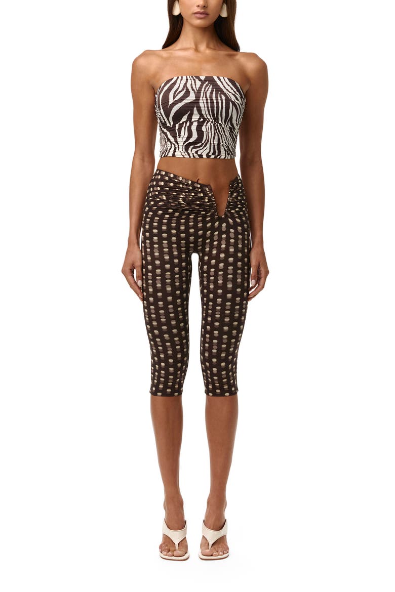 Polka Dot Illusion Cutout Detail Mesh Capri Leggings, Alternate, color, POLKA DOT ILLUSION
