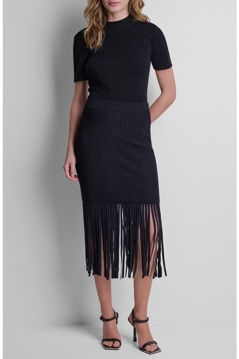Fringe Short Sleeve Sweater, Alternate, color, BLACK