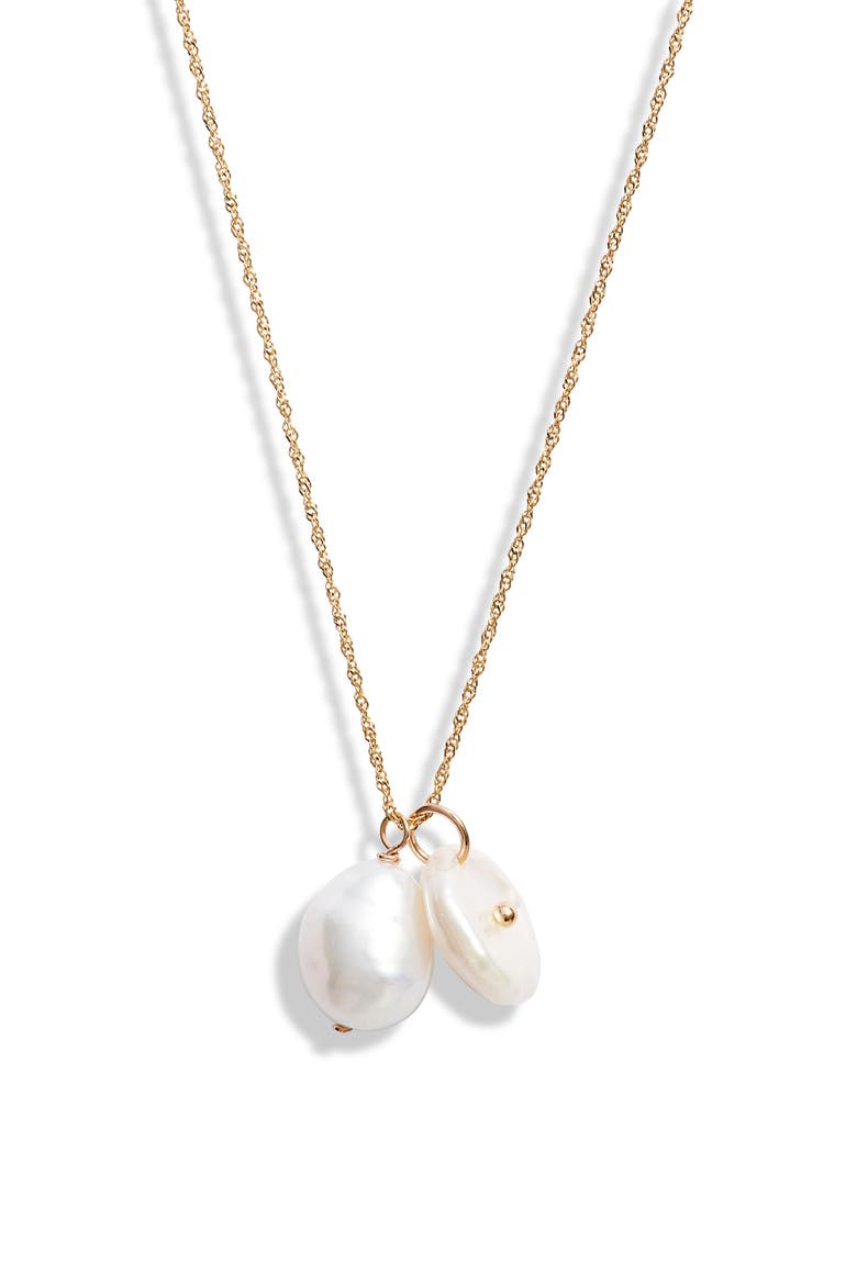 Baroque & Petal Pearl Pendant Necklace, Main, color, YELLOW GOLD/ PEARL