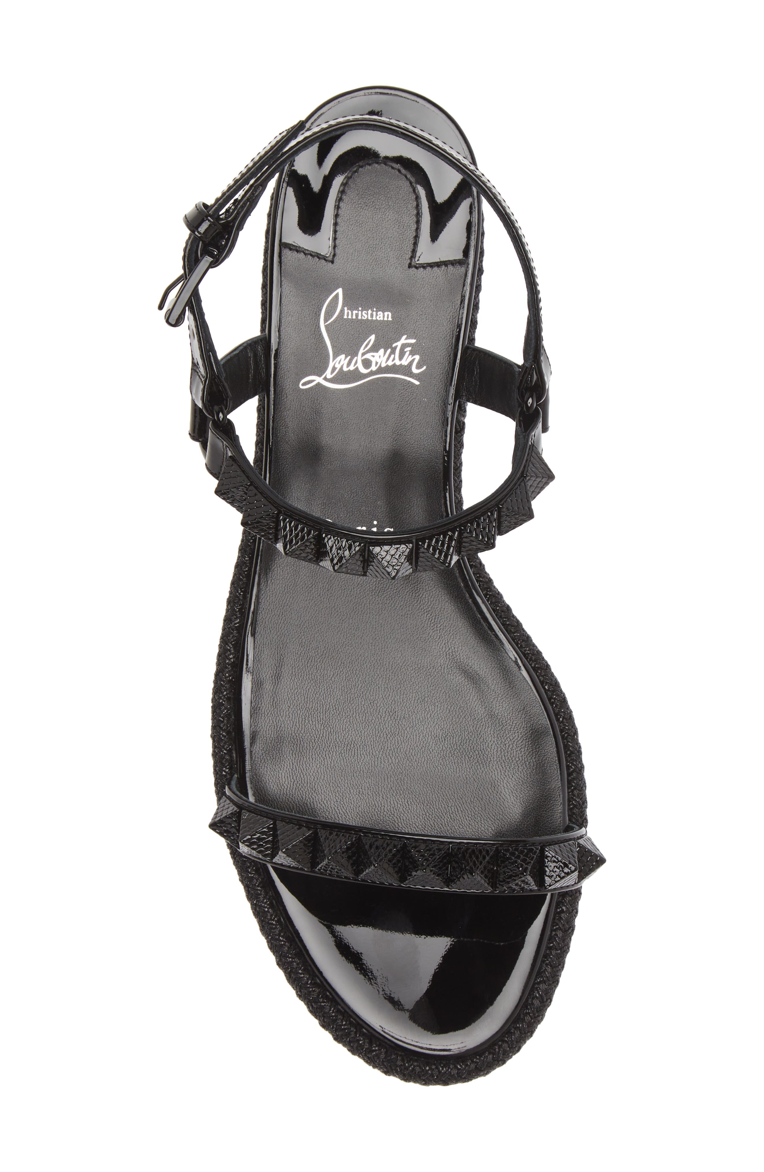 Christian Louboutin Pyraclou Glitter Espadrille Wedge Sandal, Alternate, color, 