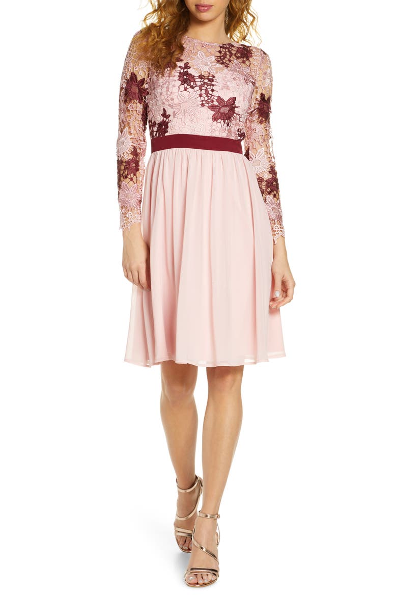 Sutton Long Sleeve A-Line Dress, Main, color, PINK