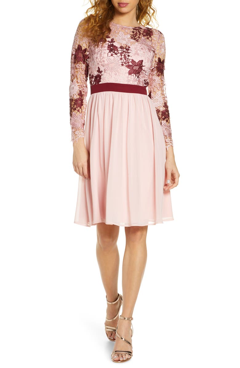 Chi Chi London Sutton Long Sleeve A-Line Dress, Main, color, 