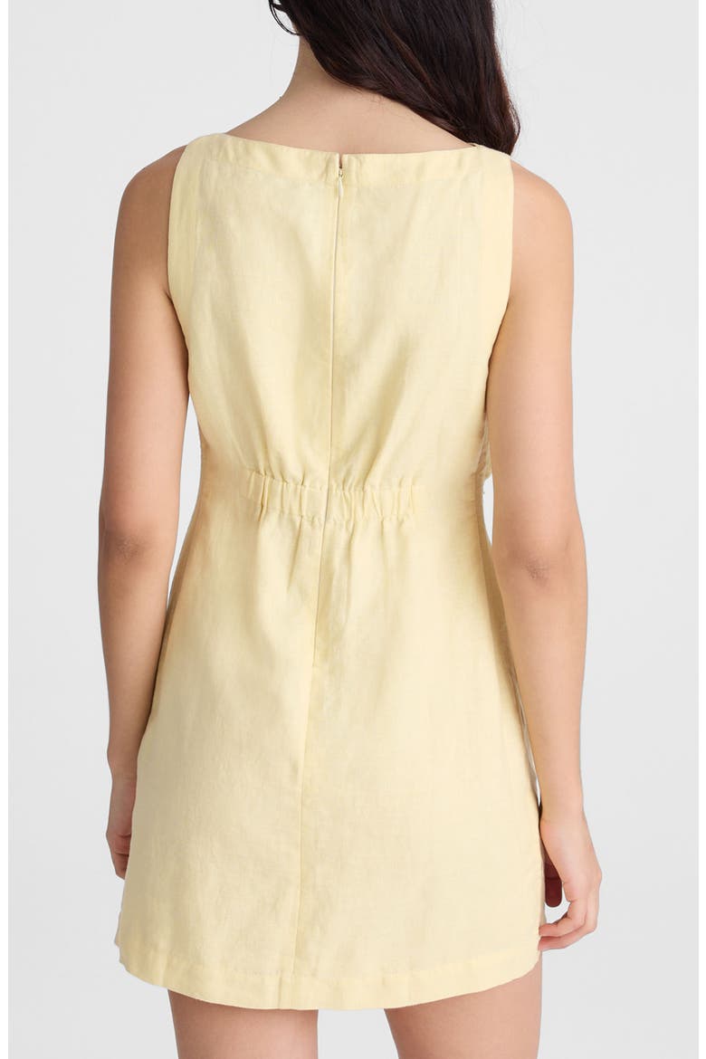 Boat Neck Shirred Linen Minidress, Alternate, color, CANDLELIGHT