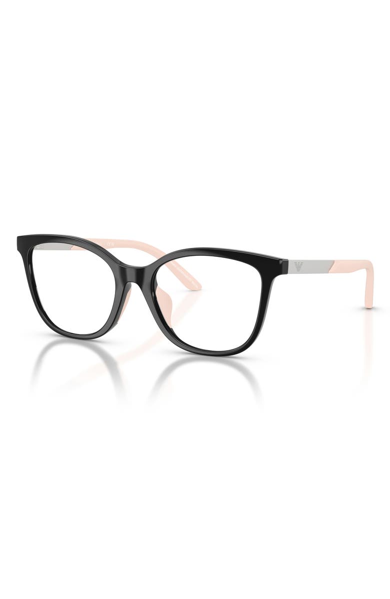 Emporio Armani Kids' 46mm Butterfly Optical Glasses, Alternate, color, Shiny Black / Demo Lens