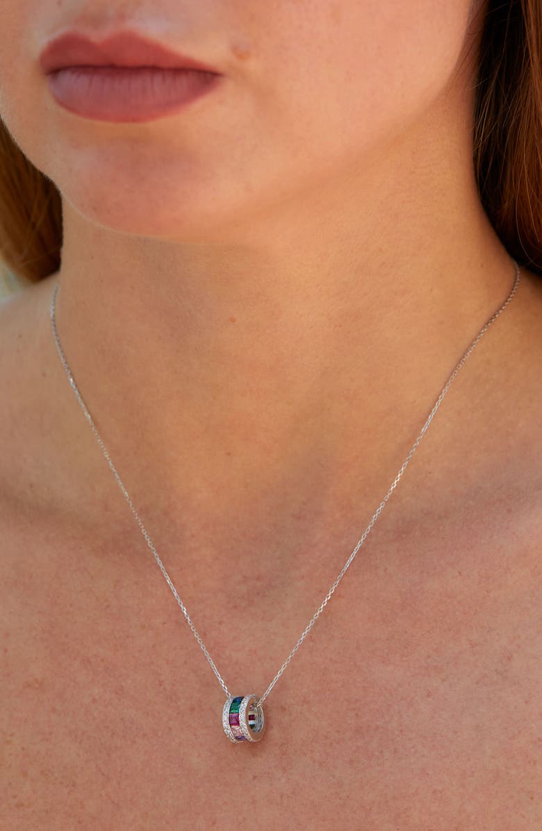 SAVVY CIE JEWELS Rondell Pendant Necklace, Alternate, color, Silver