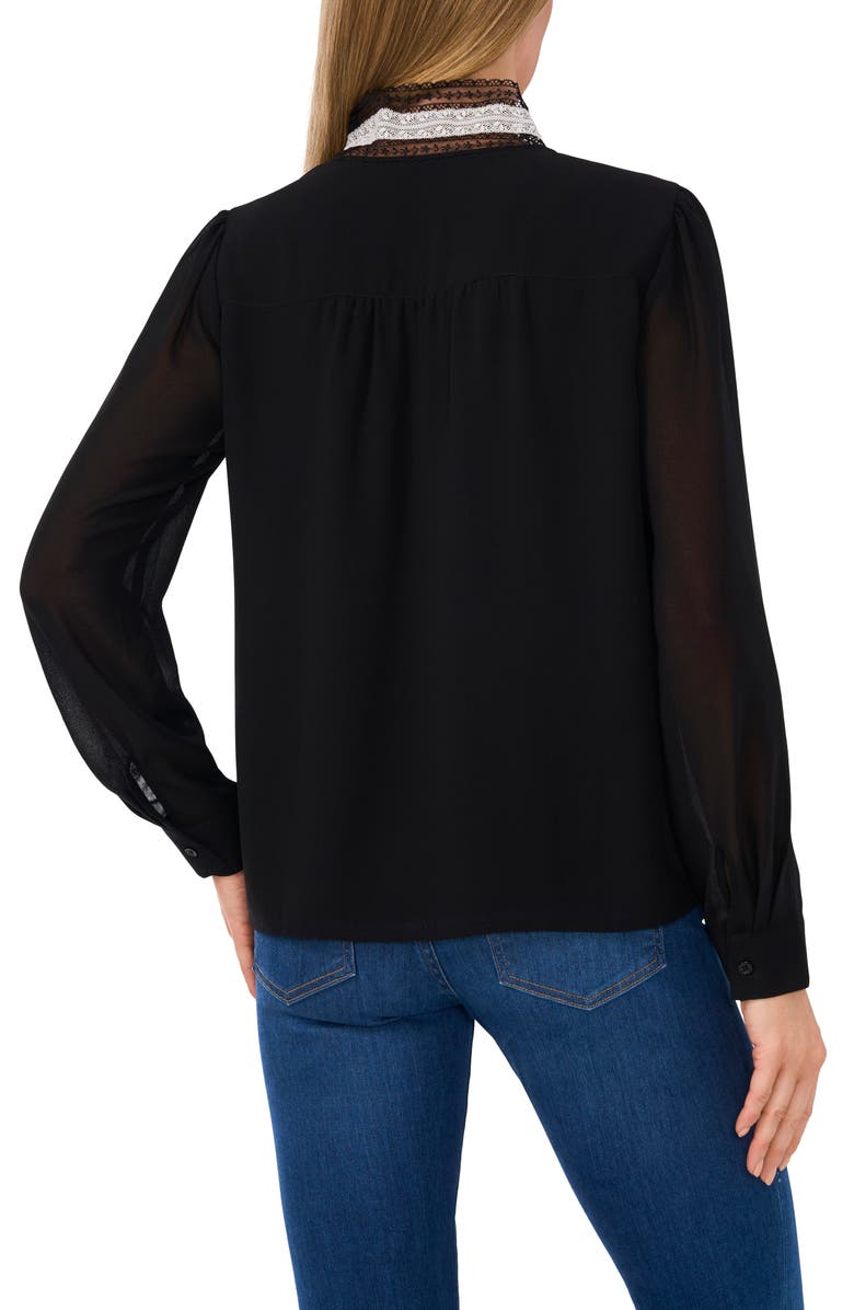 CeCe Lace Tie Neck Long Sleeve Button-Up Shirt, Alternate, color, 