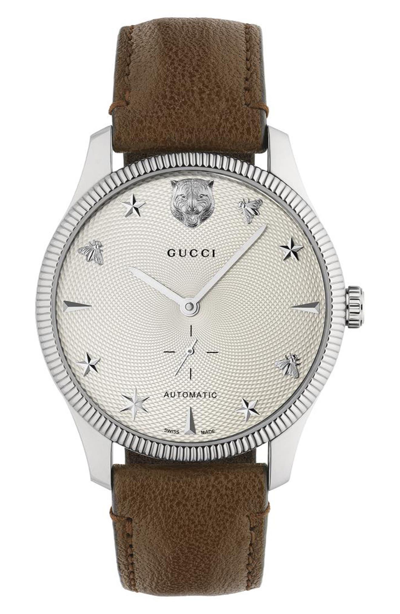 Gucci Leather Strap Watch, 40mm