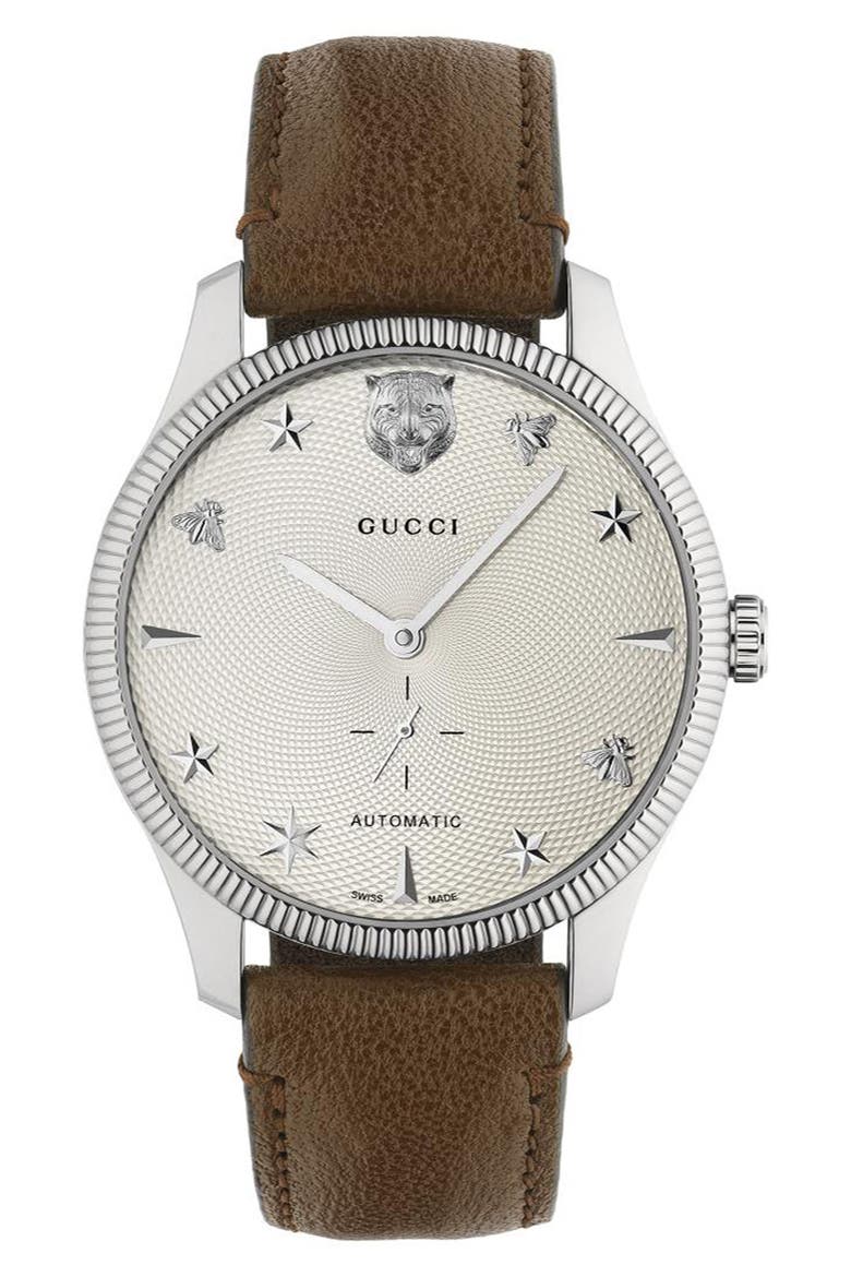 Leather Strap Watch, 40mm, Main, color, NO COLOR