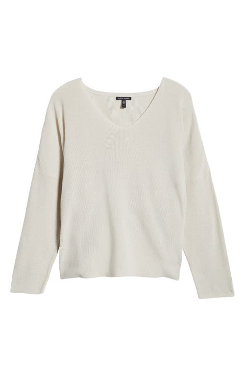Eileen Fisher Organic Cotton V-neck Sweater In Bone