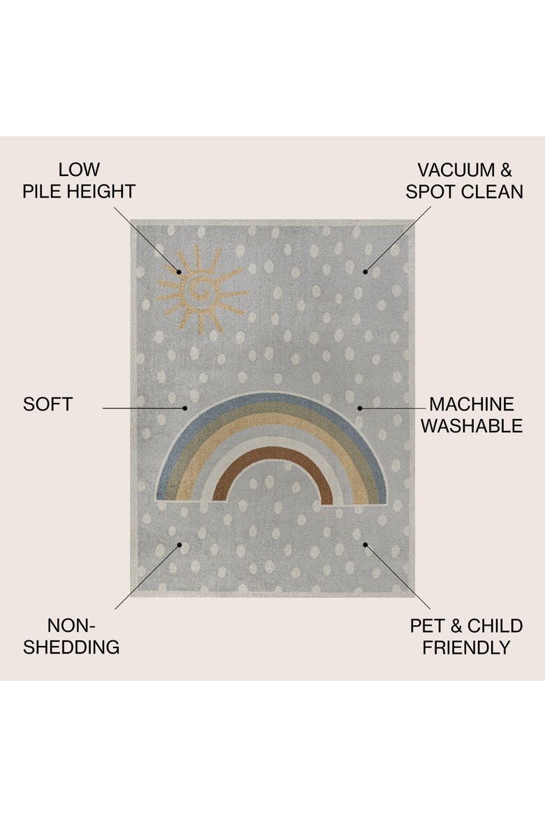 Minha Rainbow Dot Modern Machine-Washable Area Rug, Alternate, color, Gray/Ivory/Yellow
