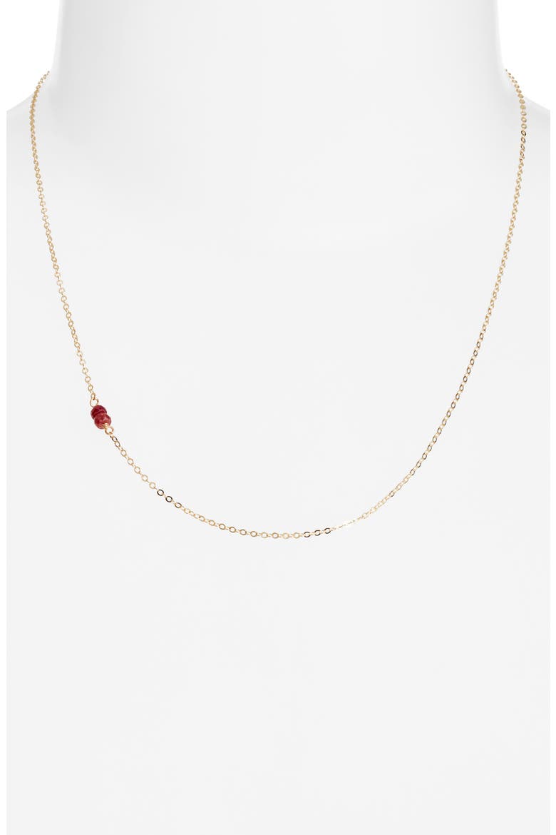 Semiprecious Stone Station Chain Necklace, Alternate, color, GOLD FILL/ RUBY