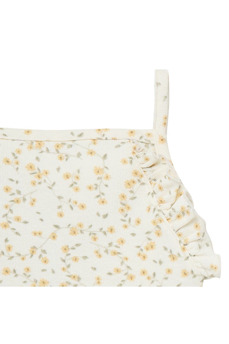 Baby & Toddler Girls Brown Star Floral Ruffle Romper, Alternate, color, Ivory Vines