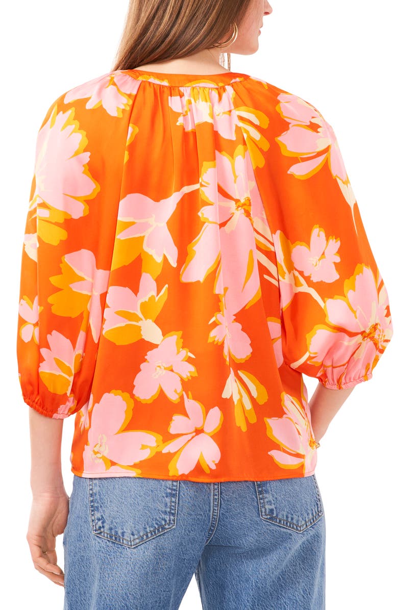 Vince Camuto Print Raglan Sleeve Button-Up Top, Alternate, color,