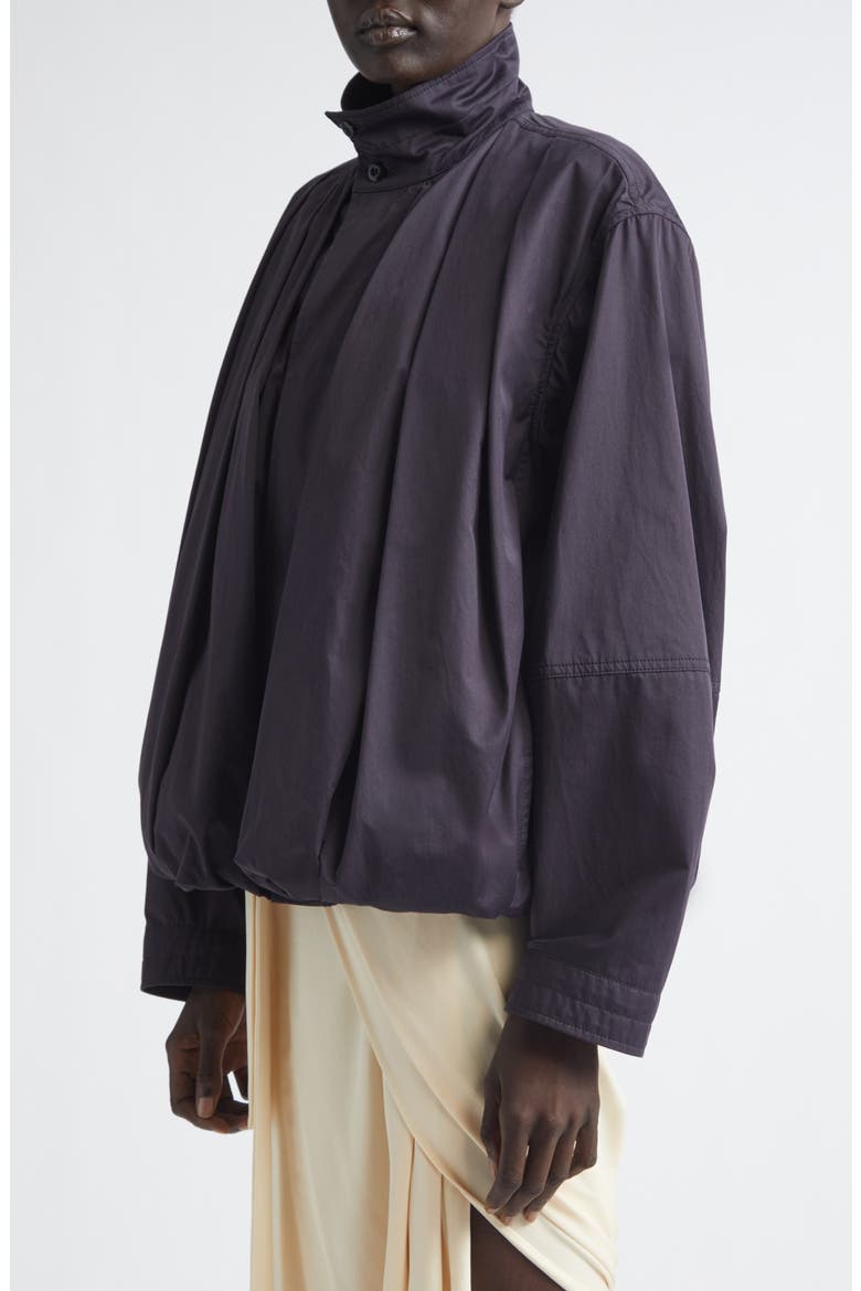 Soft Pleated Cotton Sateen Blouson Jacket, Alternate, color, INK BLUE