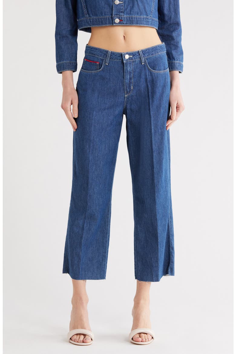 Wanda High Waist Raw Hem Crop Wide Leg Jeans, Main, color, SPOKANE