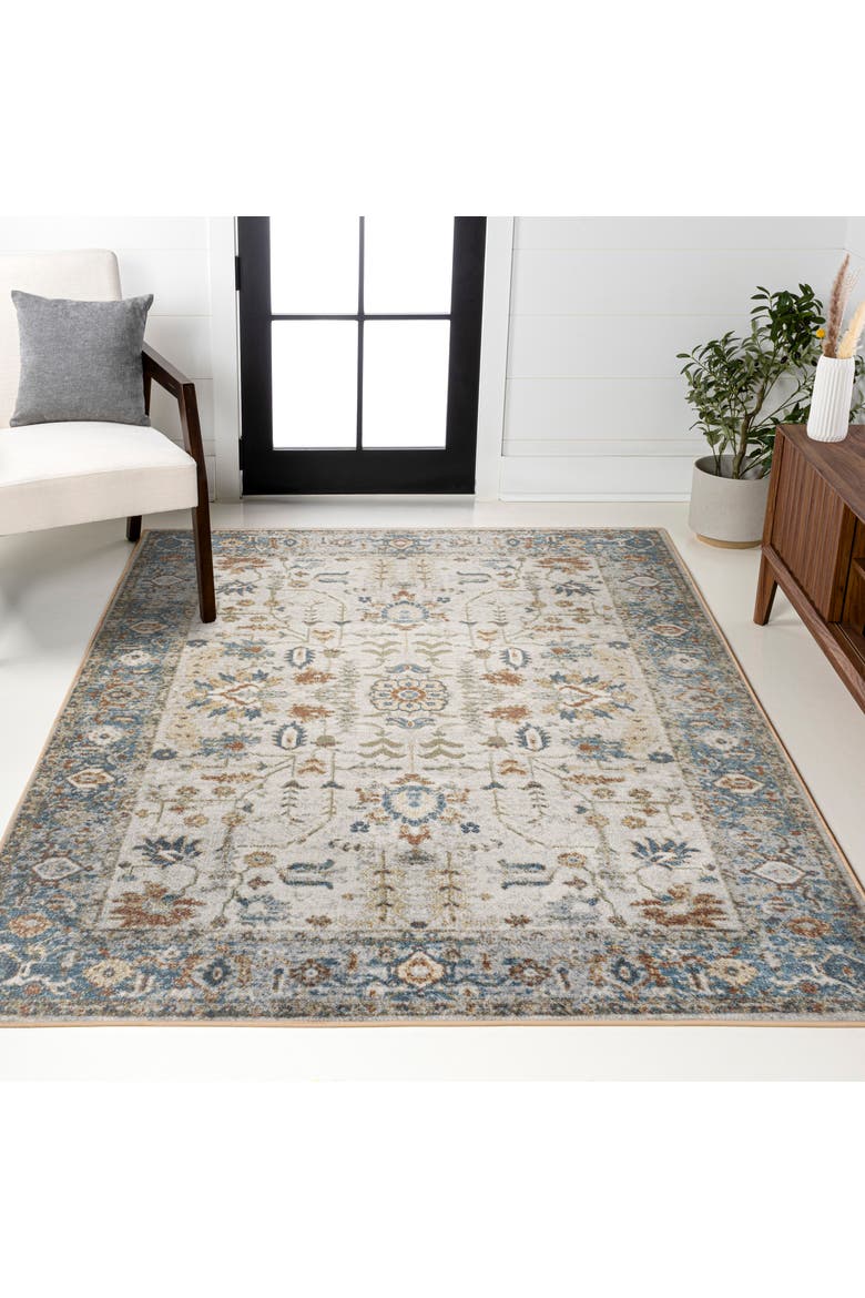 Hiero Persian Border Low-Pile Machine-Washable Area Rug, Alternate, color, Cream/Terra