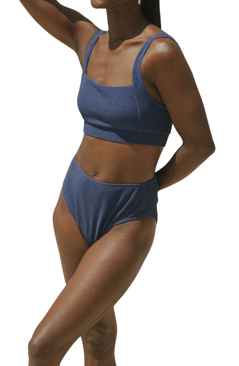 Geode Swimwear Capri High Waisted Swim Bottoms, Main, color, Navy Blue