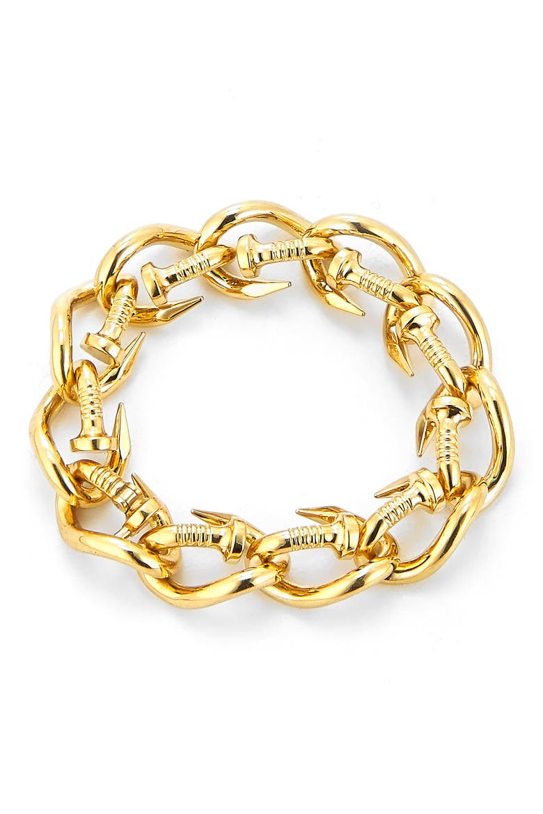 Nail Link Bracelet, Main, color, YELLOW GOLD